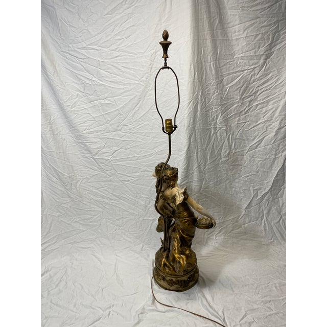 Metal 1920s Art Nouveau Signed Moreau Lamp For Sale - Image 7 of 11