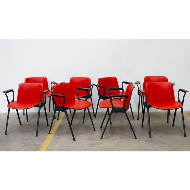 Metal Mod. K Desk Chairs by Lucci & Orlandini for Velca, 1970s, Set of 8 For Sale - Image 7 of 8