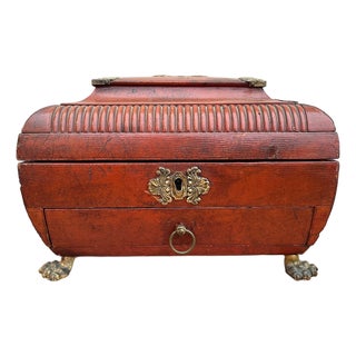 English Regency Period Leather Jewelry Box For Sale