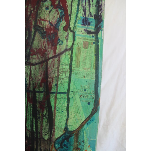 Abstract Large Painting and Collage Map of Los Angeles For Sale - Image 3 of 5