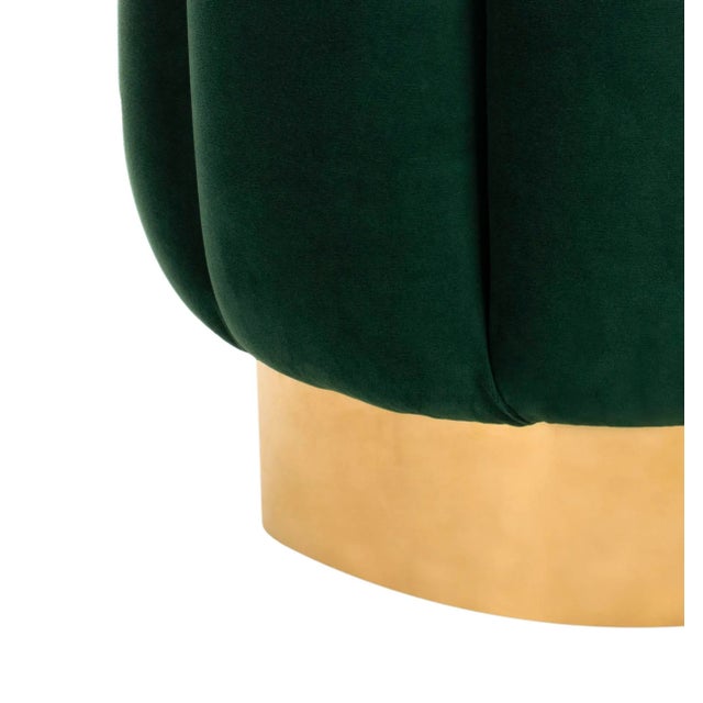 Modern Tufted Ottoman in Emerald For Sale - Image 3 of 5