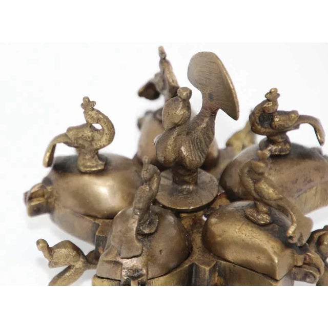 Antique Hindu Brass Box With Peacocks and Elephants For Sale In Palm Springs - Image 6 of 11
