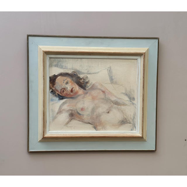 Erik Magnusson, Reclining Nude Woman, 1960s, Oil on Canvas, Framed For Sale - Image 13 of 17