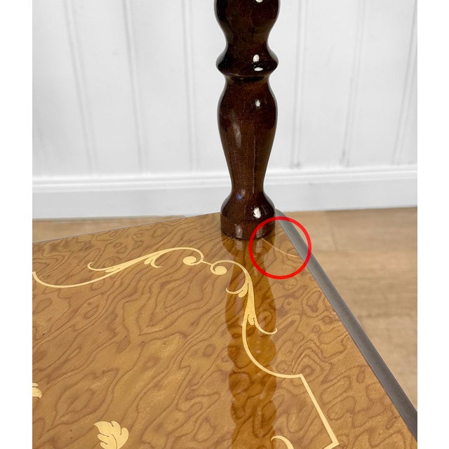 Vintage Italian Rococo Marquetry Fruitwood 3-Tier Corner Shelf For Sale - Image 10 of 13