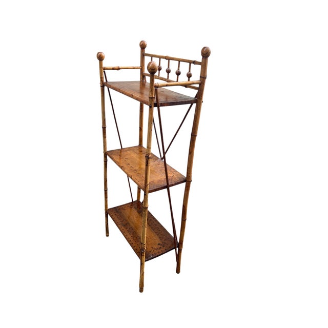 Early 20th Century Victorian English Burnt Bamboo Bookshelf For Sale - Image 15 of 16