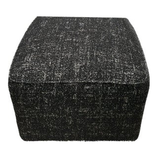 Contemporary Italian Ottoman in Black Sparkled Boucle Fabric For Sale