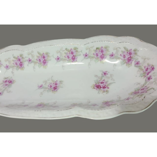 Vintage Z&s Bavaria Hand Painted Floral Porcelain Relish Celery Serving Dish For Sale - Image 4 of 8