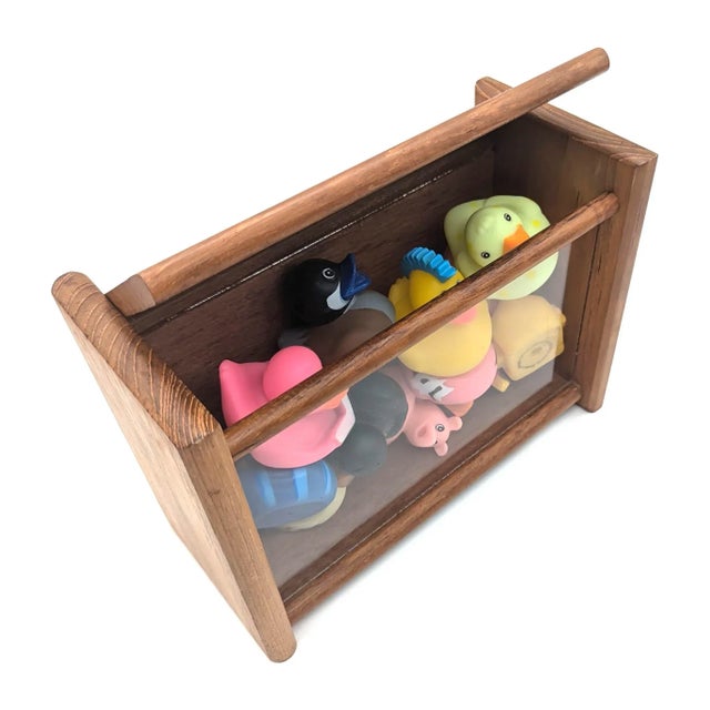 1970s Teak Wood Flip Lid Box With Glass Front For Sale In Miami - Image 6 of 10