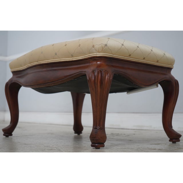 Thomasville Curved Queen Anne Style Chair & Ottoman For Sale - Image 15 of 18