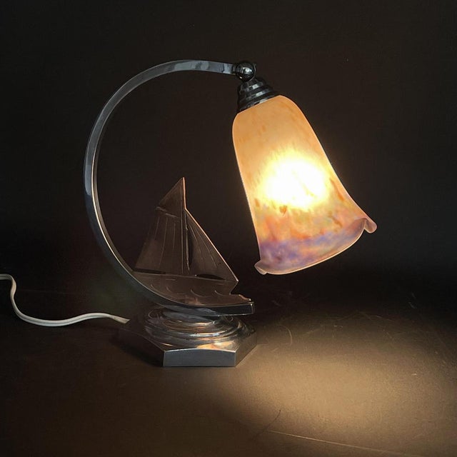 Art Deco Pate De Verre Table Lamp attributed to Muller Frères for Muller Frères, 1930s For Sale - Image 3 of 8