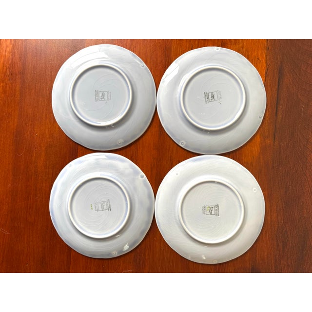 Longchamp Set of 4 Longchamp France Hand-Painted Floral Bread Plates, French Faience, Peint À La Main For Sale - Image 4 of 9