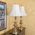 Pair of Tall Brass Table Lamps With Ivory Bell Shades – Hollywood Regency Style For Sale - Image 13 of 18