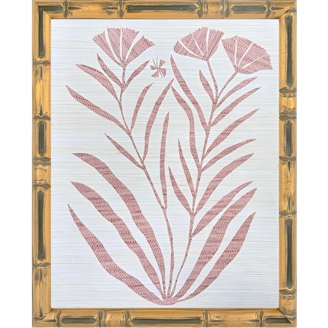 Abstract original hand cut collage botanical study in gilded bamboo frame with overall dimensions of 13.5 inches x 16.5...