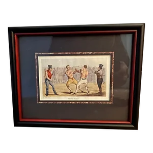 Pair of Colored Engraving of Boxers "Prize Fight"