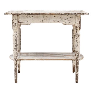 1900s French Wood White Patinated Table For Sale