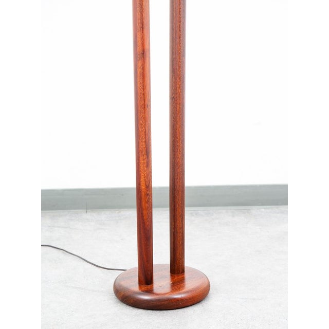 1960s Mid Century Modern Danish Solid Mahogany Floor Wood Lamp For Sale - Image 9 of 11