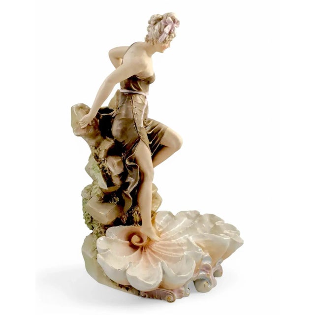 Beige Large Art Nouveau Porcelain Centrepiece from Royal Dux, 1900 For Sale - Image 8 of 17