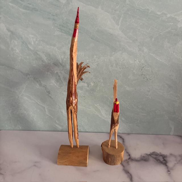 Mid 20th Century Mid-Century HandCarved and Painted Rustic Rooster Pair Farmhouse Style For Sale - Image 5 of 7