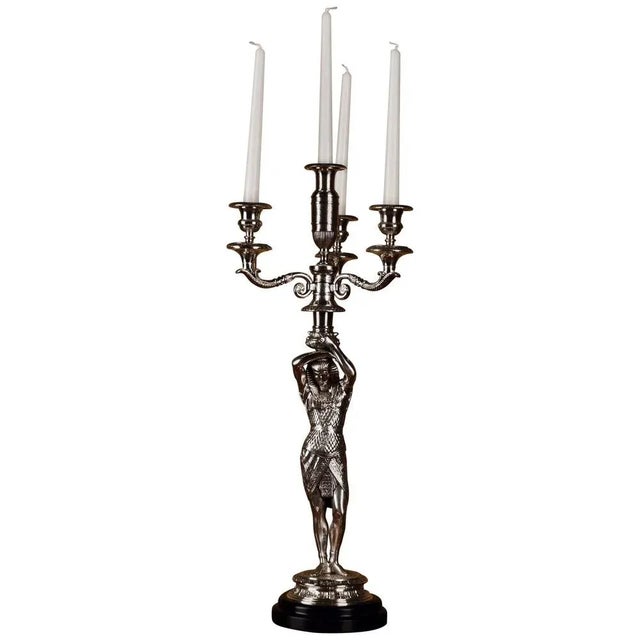 20th Century Empire Bronze Figur Formed Candleholder For Sale - Image 11 of 11