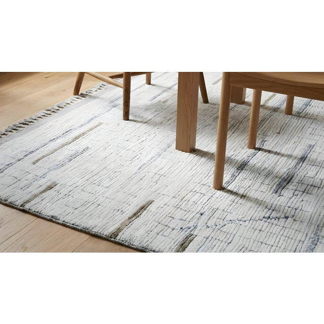 8x11 Ivory Hand-Knotted Wool Staircase Motif Geometric Modern Carpet Rug For Sale - Image 11 of 14