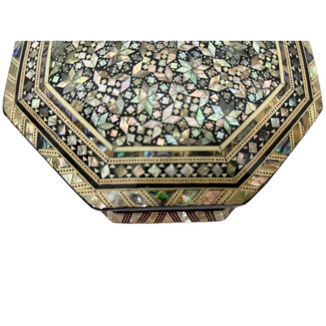 Handmade Octagonal Mother of Pearl Wooden Jewelry Box 8 Inch For Sale - Image 6 of 9