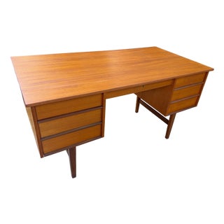1960s Danish Modern Teak Executive Desk For Sale