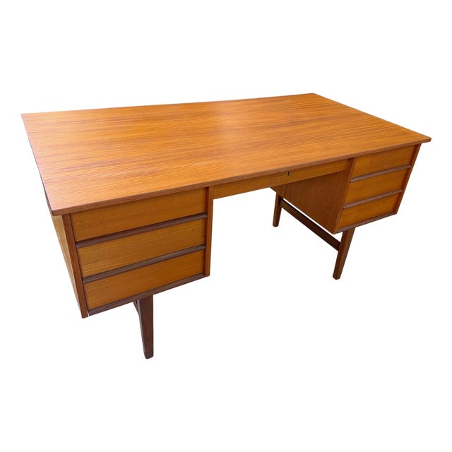 1960s Danish Modern Teak Executive Desk For Sale