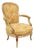 Vintage French Louis XV Style Cream and Red Painted Low Boudoir Fauteuil Chair For Sale