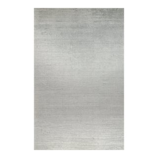 2010s Rug & Kilim’s Modern Rug in Solid Gray and Off-White Striae - 12x19 For Sale