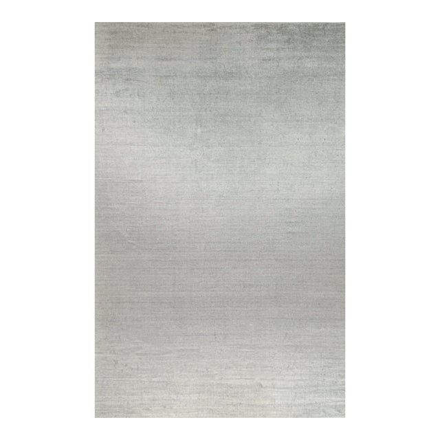 2010s Rug & Kilim’s Modern Rug in Solid Gray and Off-White Striae - 12x19 For Sale
