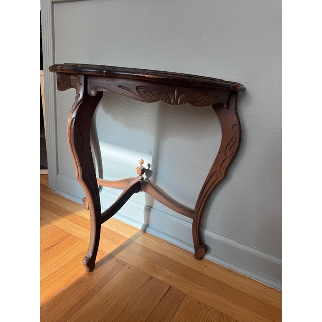 Vintage French Provincial Demi-Lune Console Table For Sale - Image 4 of 4
