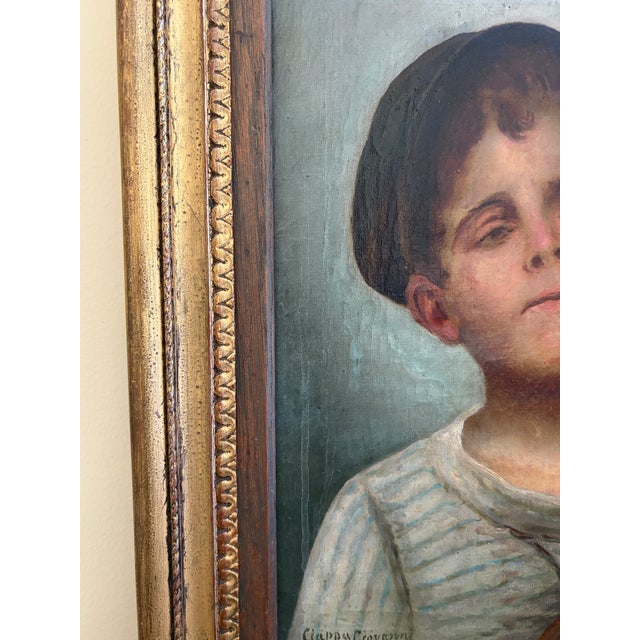 Antique Italian Oil on Canvas Portrait Painting of a Boy Smoking by Giovanni Ciappa, Early 19th Century For Sale - Image 11 of 12