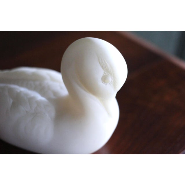 Contemporary 1970s Alabaster Duck Statue With Excellent Detail For Sale - Image 3 of 10