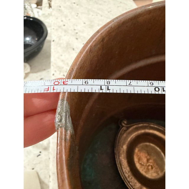 Victorian Antique Copper & Repoussé Brass Victorian-Style Wastepaper Basket / Decorative Waste Bin For Sale - Image 3 of 12