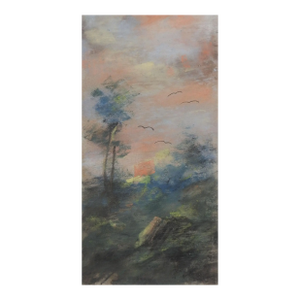 Early 20th Century Wilderness Landscape at Sunset Pastel Painting