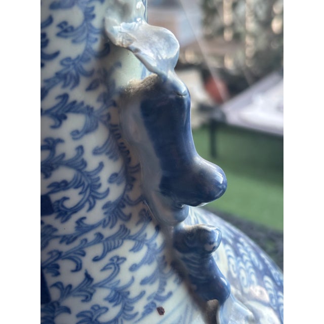 Antique Chinese Porcelain Blue and White ‘Double Happiness’ Vase, Circa 1890 For Sale - Image 4 of 12