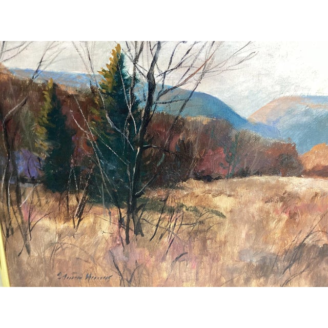 Brown 1970s Large Impressionistic Landscape Painting, Signed and Framed For Sale - Image 8 of 9