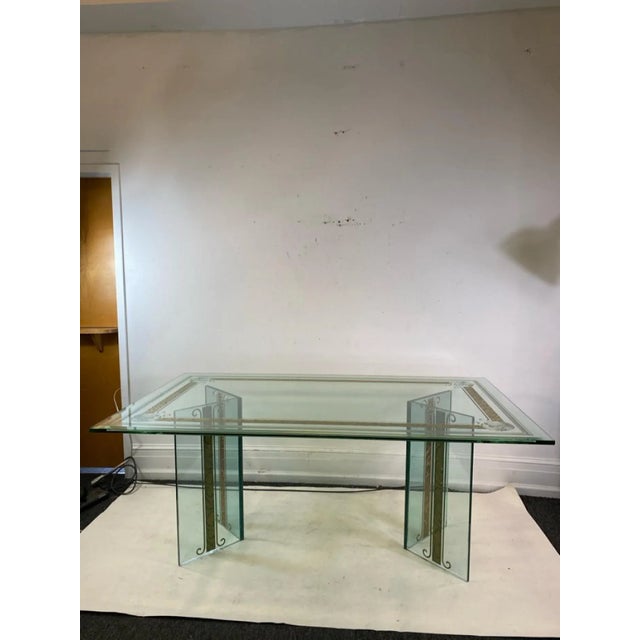 Amazing Modern Carved And Etched Lions Head And Etched Gold Neoclassical Vine and Column Design Dining Table .Dramatic...
