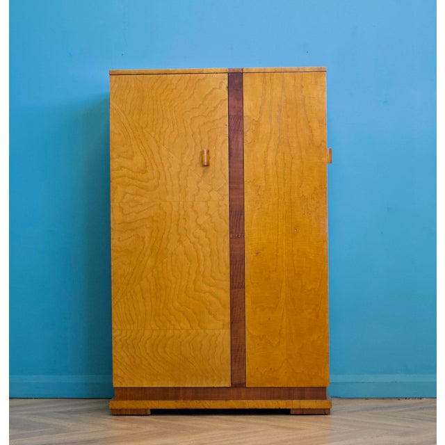 Art Deco British Birdseye Maple Tallboy Compact Wardrobe, 1930s For Sale - Image 4 of 15