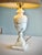 Stone Vintage Italian Neoclassical Style Carved Alabaster Table Lamp With Pleated Lamp Shade For Sale - Image 7 of 11