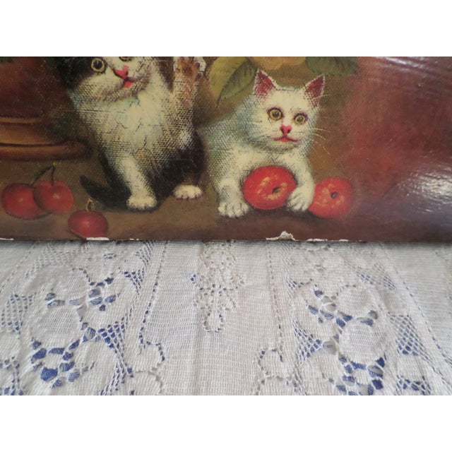 Wood Vintage Wood Keepsake / Storage Box With Kittens in Flowers For Sale - Image 7 of 10