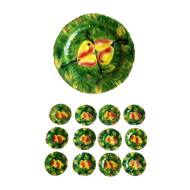 Antique Fruit Dessert Service Set, Set of 13 For Sale