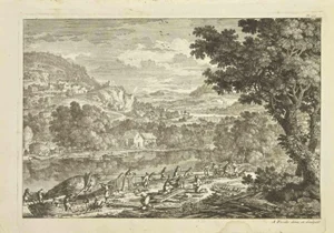 Adam Perelle, Landscape, Original Etching, 18th Century