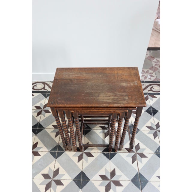 Rustic Nesting Tables in Turned Wood, 1960s, Set of 4 For Sale - Image 3 of 10