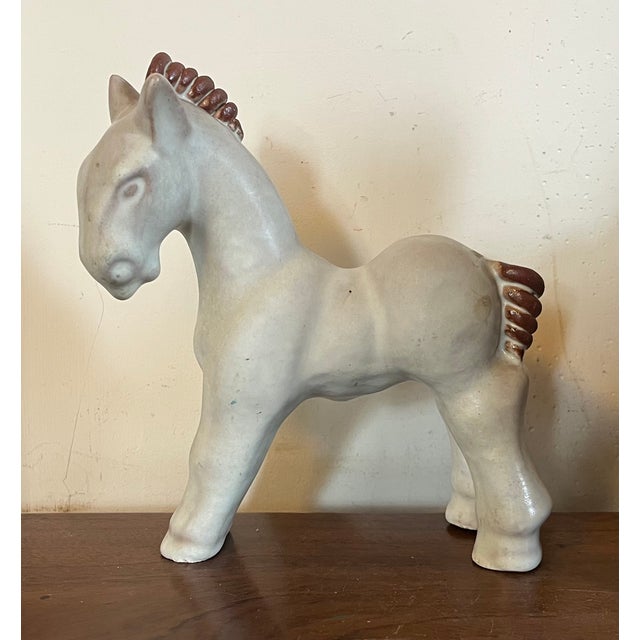1940s 1940's Swedish Mid-Century Modern Pottery Horse by Vicke Lindstrand for Uppsala Ekeby - "Häst" For Sale - Image 5 of 15