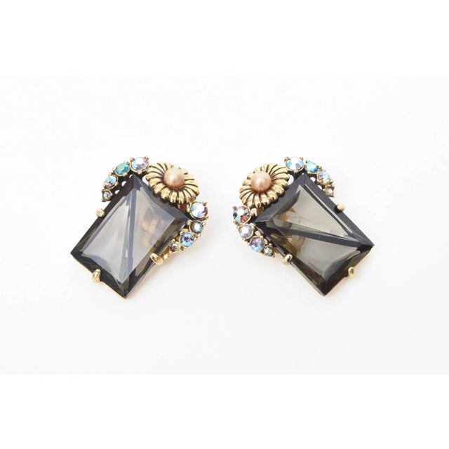 This is part of Chairish’s Costume Jewelry assortment. The combination of faceted smoky topaz crystal glass with turquoise...