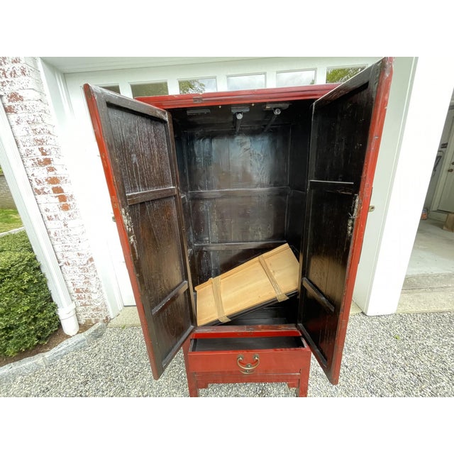 Paint 1990s Vintage Chinese Red Lacquered Cabinet For Sale - Image 7 of 7