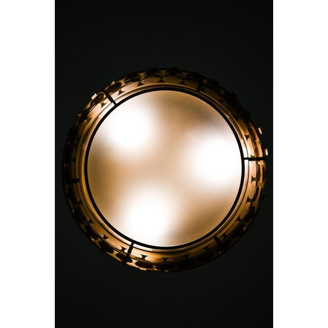 Metal Brass and Glass Ceiling Lamp with Fish-Shaped Metal Elements from Uno Dahlén, 1960s For Sale - Image 7 of 9