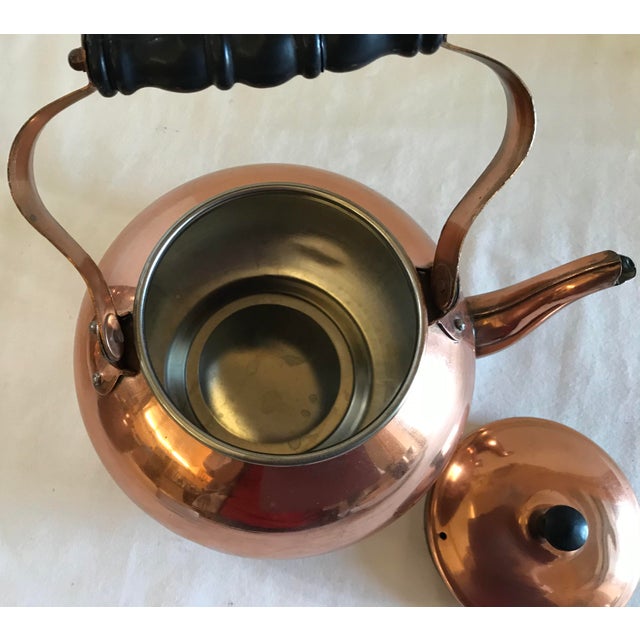 Vintage Copper Tea Kettle With Wooden Handle Chairish