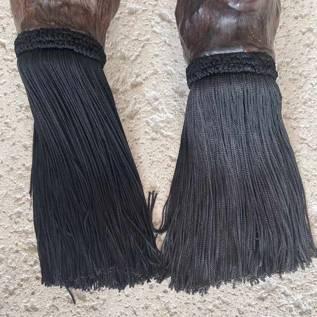 Early 20th Century Pair of Bear Head Leather Wrapped Curtain Tieback Tassels For Sale - Image 4 of 10